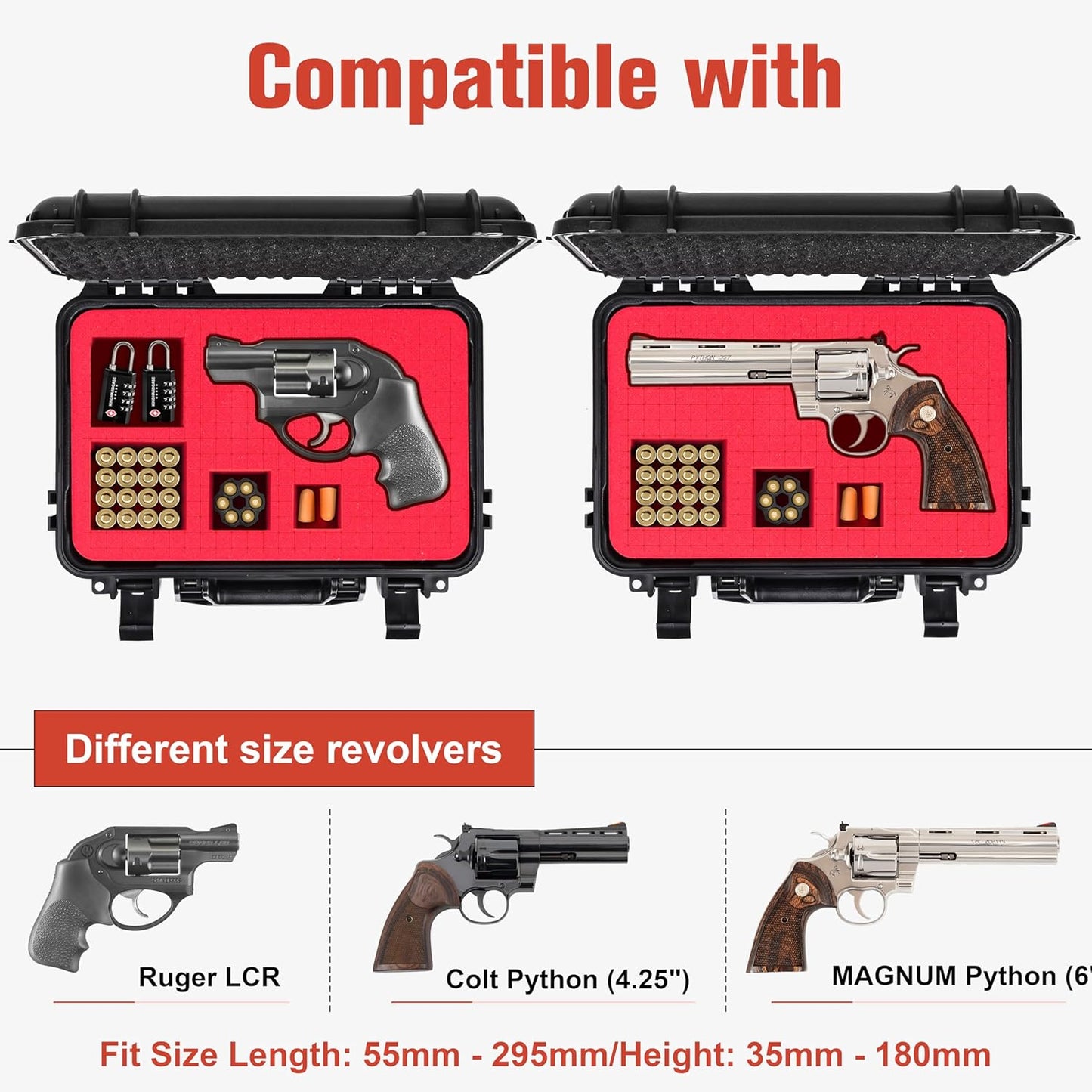 TSA Lockable Hard Revolver Case with 2 TSA Locks