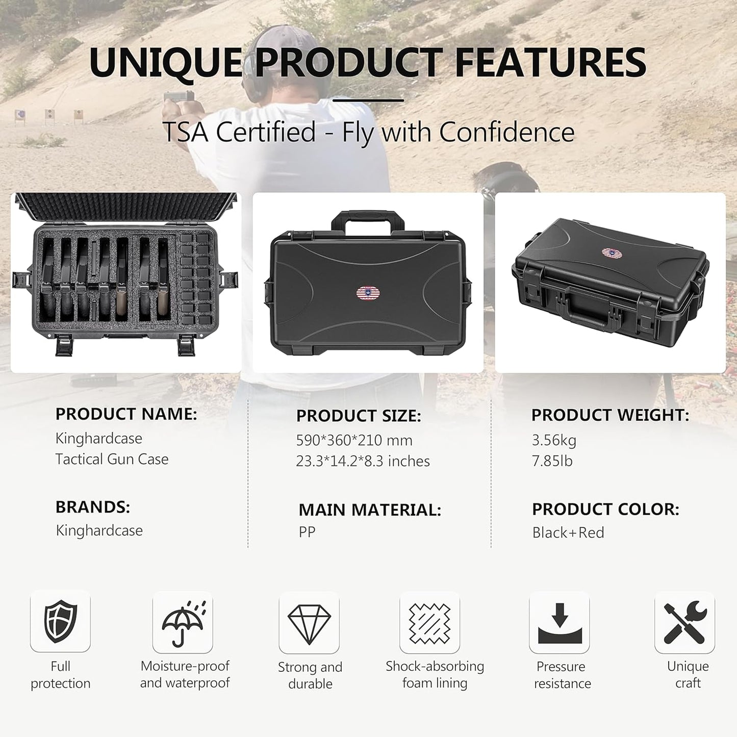 Hard Pistol Cases - Compatible with 7 Pistols & 16 Magazines