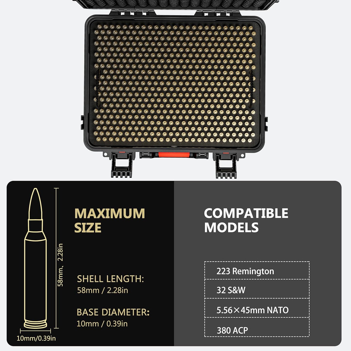 Waterproof Ammo Case - 600 Round Bullet Locking Storage Box