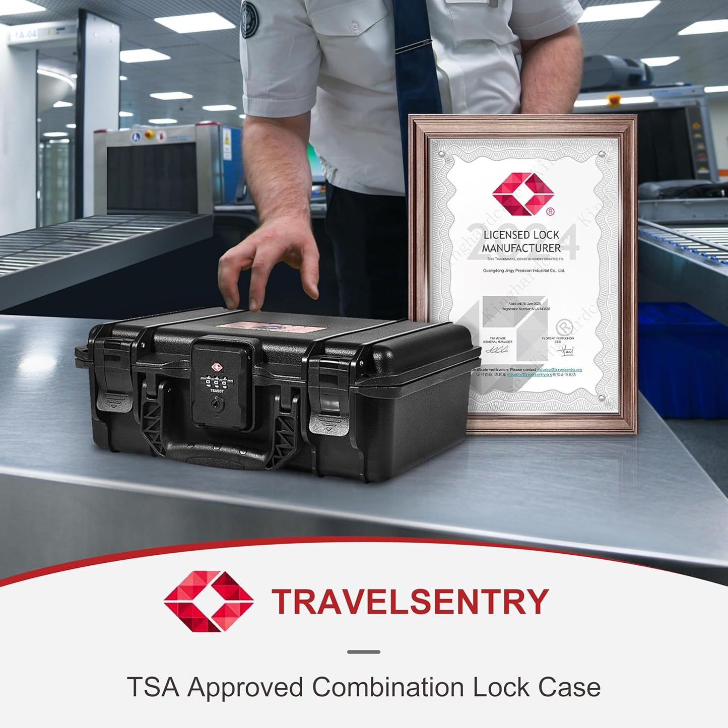 Lockable Handgun Case for Glock, TSA Gun Case for G17/G19/G20/G21/G22/G23/G31/G32/G37/G38/G43/G45, Waterproof Gun Case with Foam, Pistol Case for Transport & Storage