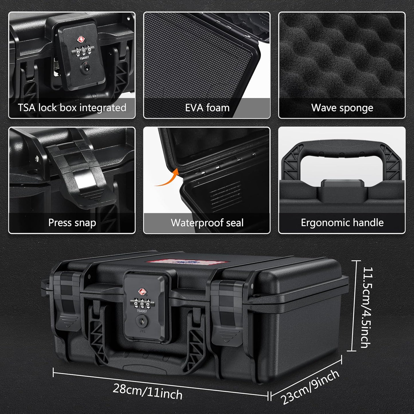 TSA Approved Firearm Travel Case for Beretta 92FS/M9/92A1/96A1, Waterproof Lockable Gun Cases for Handguns, Hard Pistol Case for 9mm Beretta Gun Storage & Transport