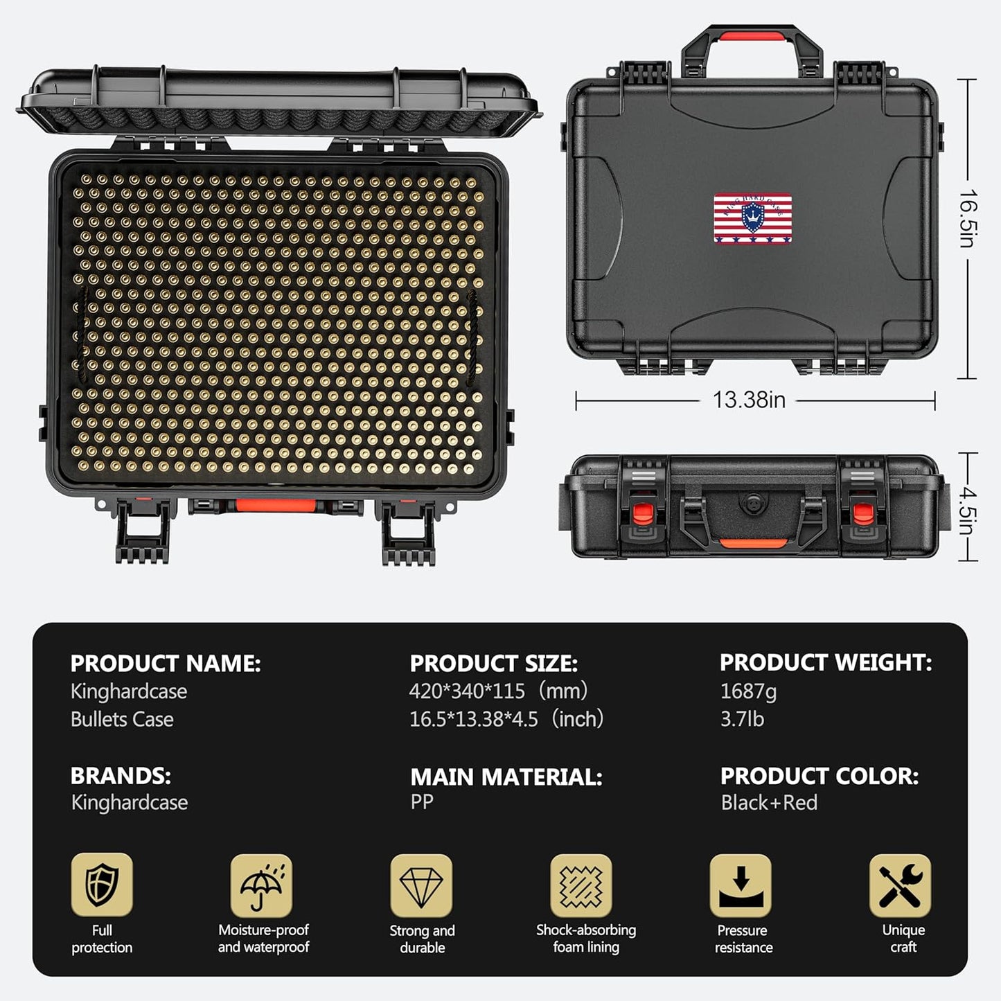 Waterproof Ammo Case - 600 Round Bullet Locking Storage Box