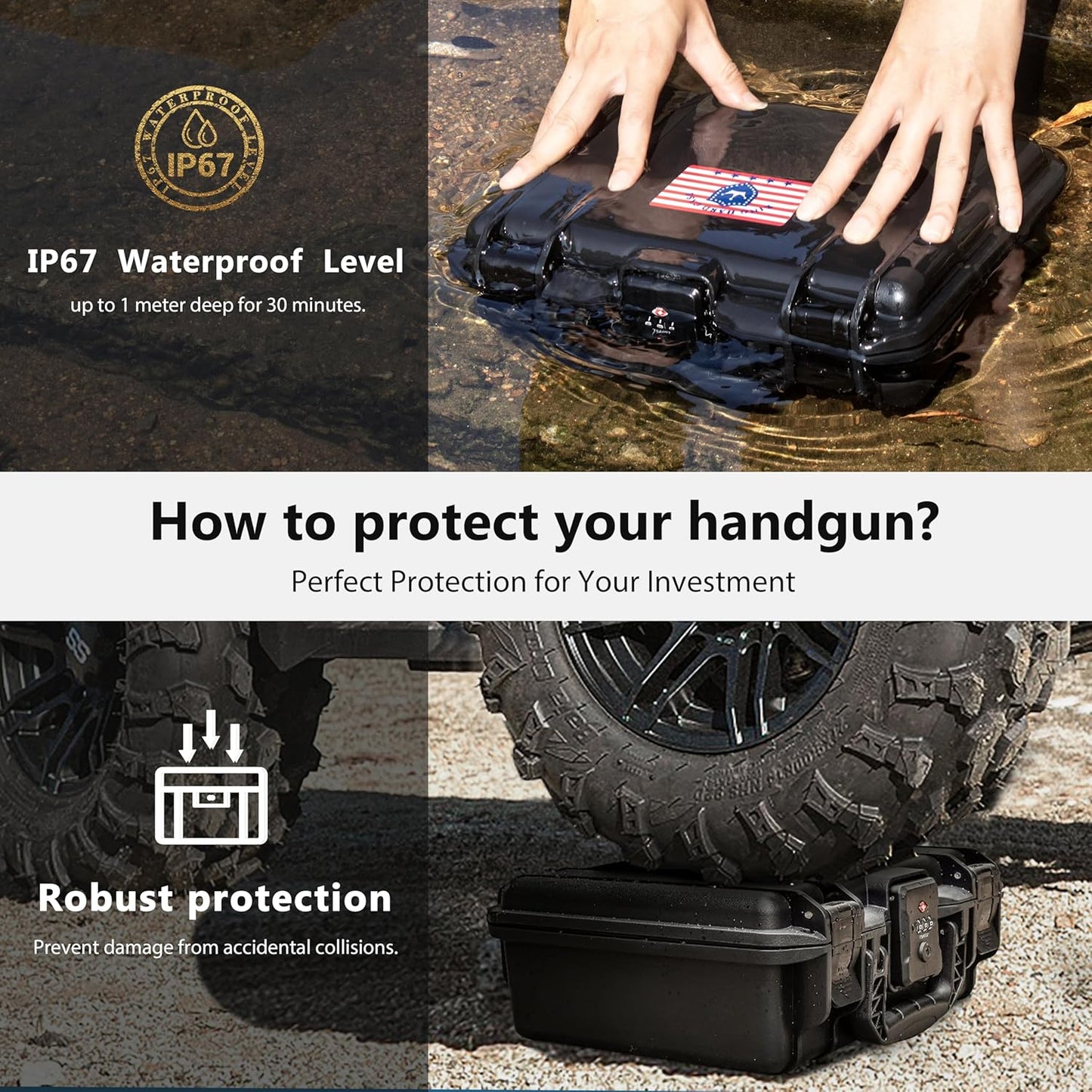 TSA Approved Firearm Travel Case for Beretta 92FS/M9/92A1/96A1, Waterproof Lockable Gun Cases for Handguns, Hard Pistol Case for 9mm Beretta Gun Storage & Transport