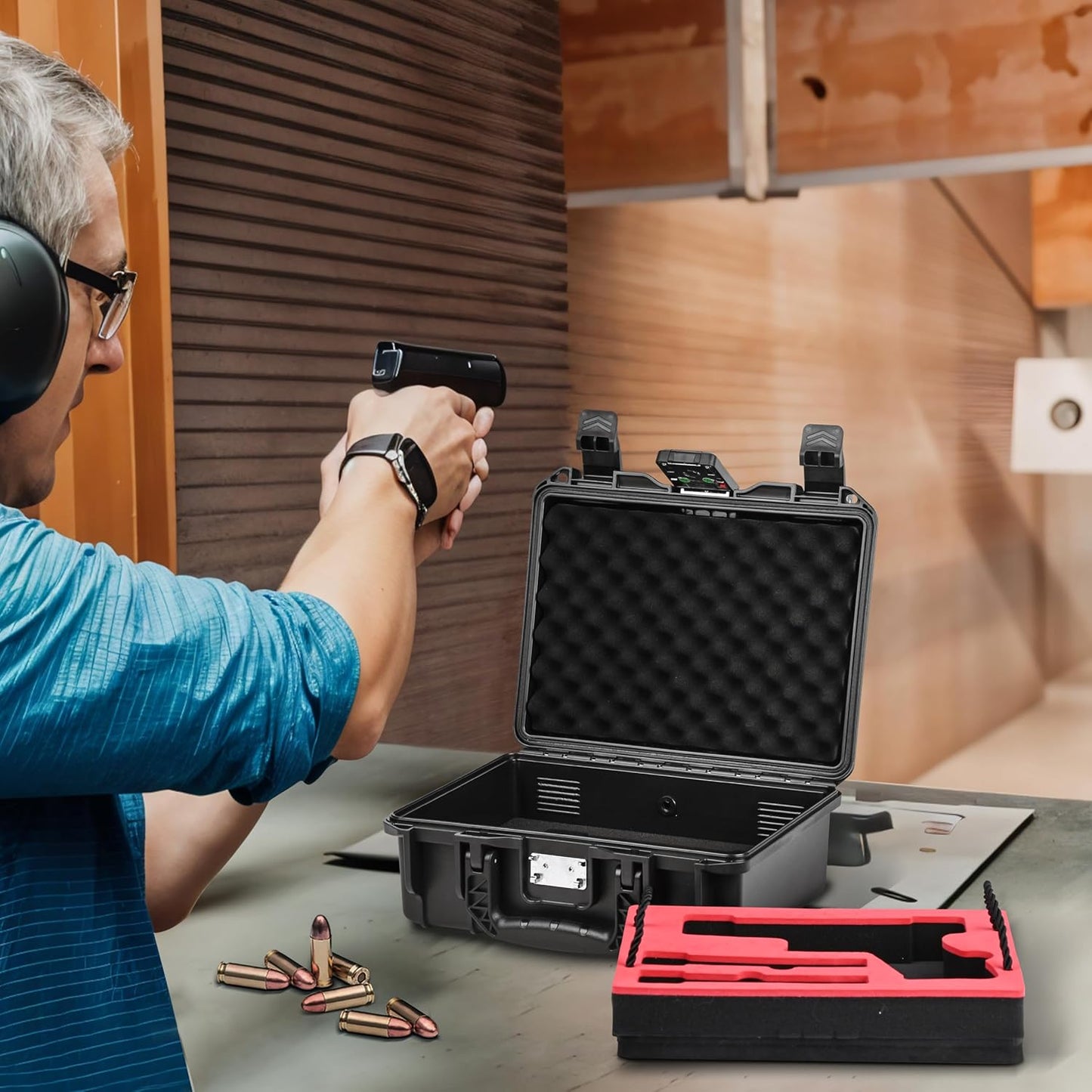 2 TSA Pistol Case Lockable Handgun Case for Glock, TSA Gun Case for G17/G19/G20/G21/G22/G23/G31/G32/G37/G38/G43/G45, Waterproof Gun Case with Foam, Pistol Case for Transport & Storage