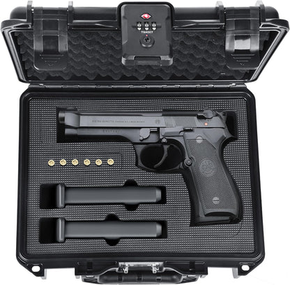 TSA Approved Firearm Travel Case for Beretta 92FS/M9/92A1/96A1, Waterproof Lockable Gun Cases for Handguns, Hard Pistol Case for 9mm Beretta Gun Storage & Transport