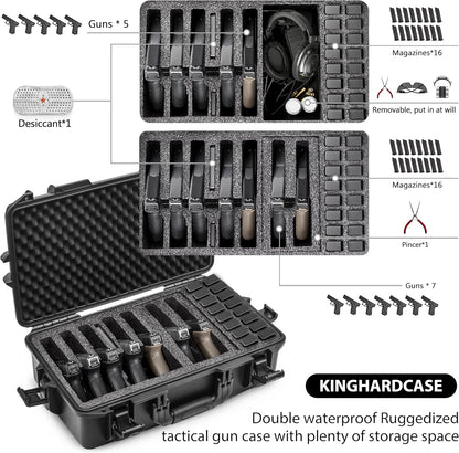 Hard Pistol Cases - Compatible with 7 Pistols & 16 Magazines