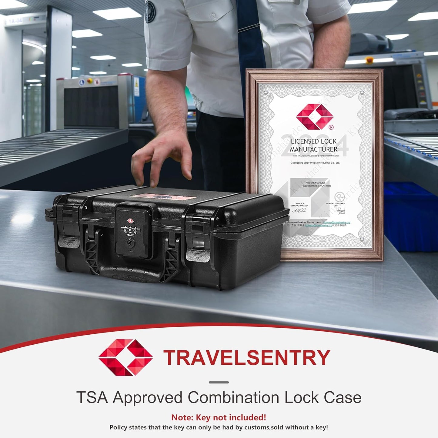 TSA Gun Case for Handgun, TSA Approved Firearm Travel Case, Waterproof & Shock Proof Lockable handgun case, 10.6”*8.8”*4” Inches 9mm Pistol Case Hard Shell