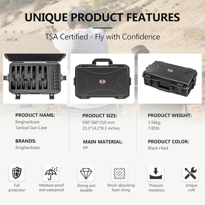Hard Pistol Cases - Compatible with 7 Pistols & 16 Magazines