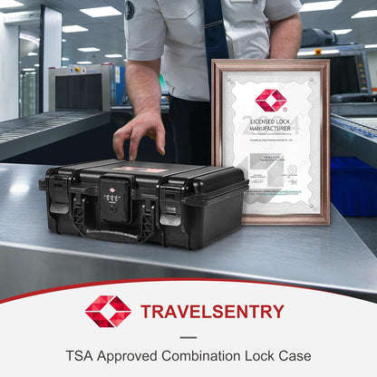 Lockable Handgun Case for Glock, TSA Gun Case for G17/G19/G20/G21/G22/G23/G31/G32/G37/G38/G43/G45, Waterproof Gun Case with Foam, Pistol Case for Transport & Storage