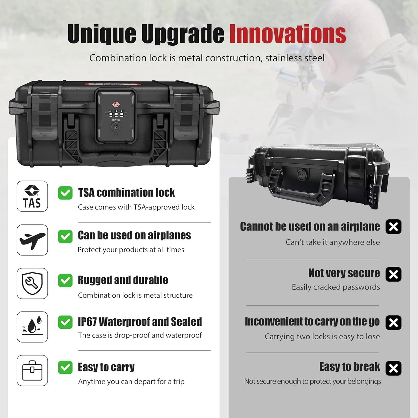 TSA Combination Lockable Gun Case for Smith & Wesson, Water & Shock Proof Pistol Case Hard Shell Case for S&W M&P 9 M2.0, Smith & Wesson M&P 9 Shield EZ/Shield Plus, M&P 9 M2.0 5"