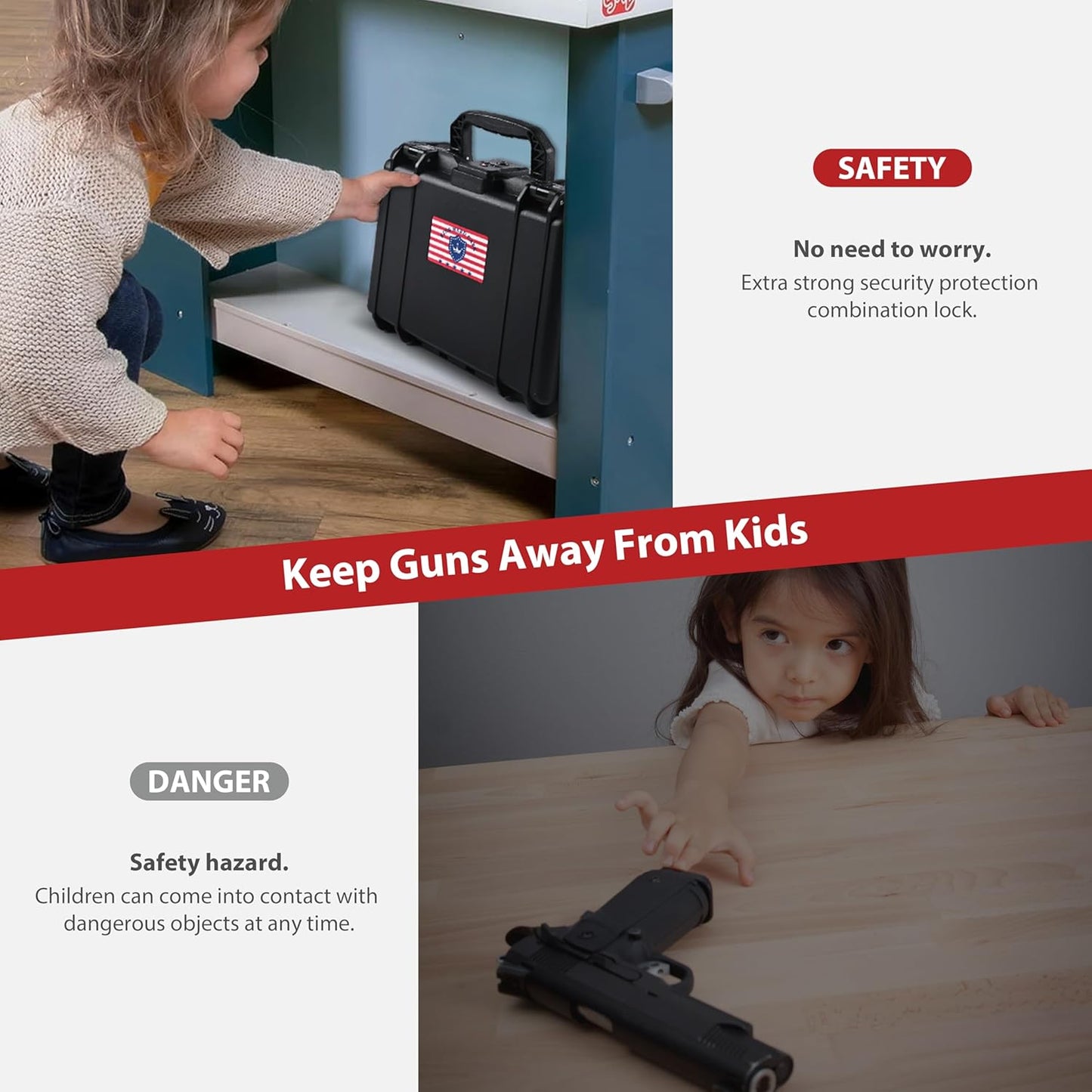 TSA Gun Case for Handgun, TSA Approved Firearm Travel Case, Waterproof & Shock Proof Lockable handgun case, 10.6”*8.8”*4” Inches 9mm Pistol Case Hard Shell
