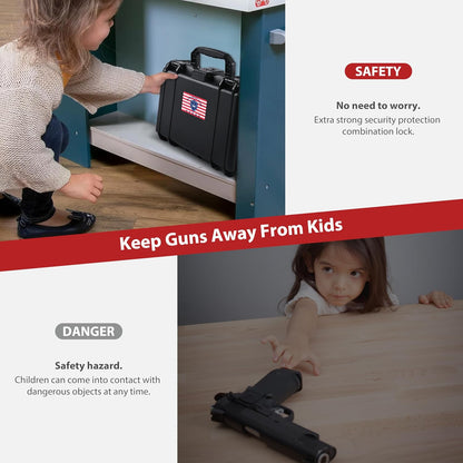 TSA Gun Case for Handgun, TSA Approved Firearm Travel Case, Waterproof & Shock Proof Lockable handgun case, 10.6”*8.8”*4” Inches 9mm Pistol Case Hard Shell