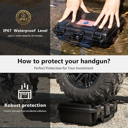 TSA Approved Firearm Travel Case for Beretta 92FS/M9/92A1/96A1, Waterproof Lockable Gun Cases for Handguns, Hard Pistol Case for 9mm Beretta Gun Storage & Transport